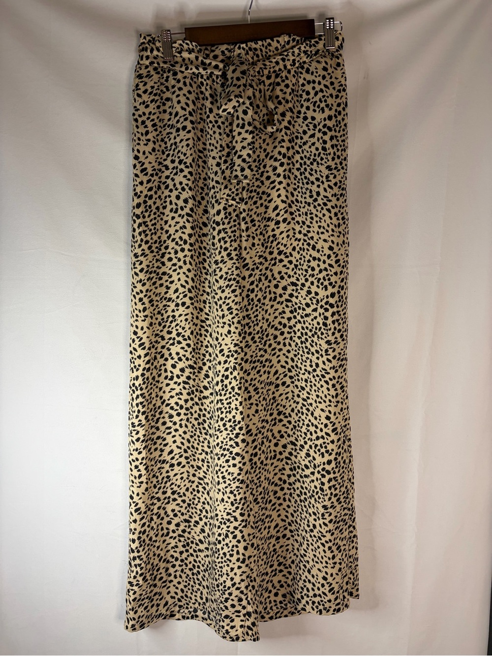 Cheetah Print Wide Leg Pants - Beige and Black